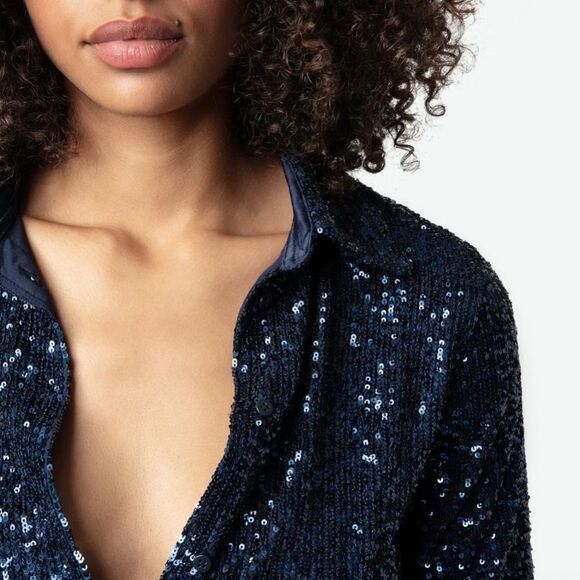 Zadig & Voltaire - NWT Tawny Sequin Shirt - Encre - Picture 2 of 4